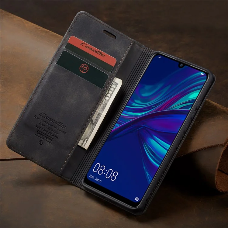 Caseme 013 Série Auto-absorbed PU Leather Wallet Stand Boîte Pour Huawei P Smart (2019) / Nova Lite 3 (japon) - le Noir