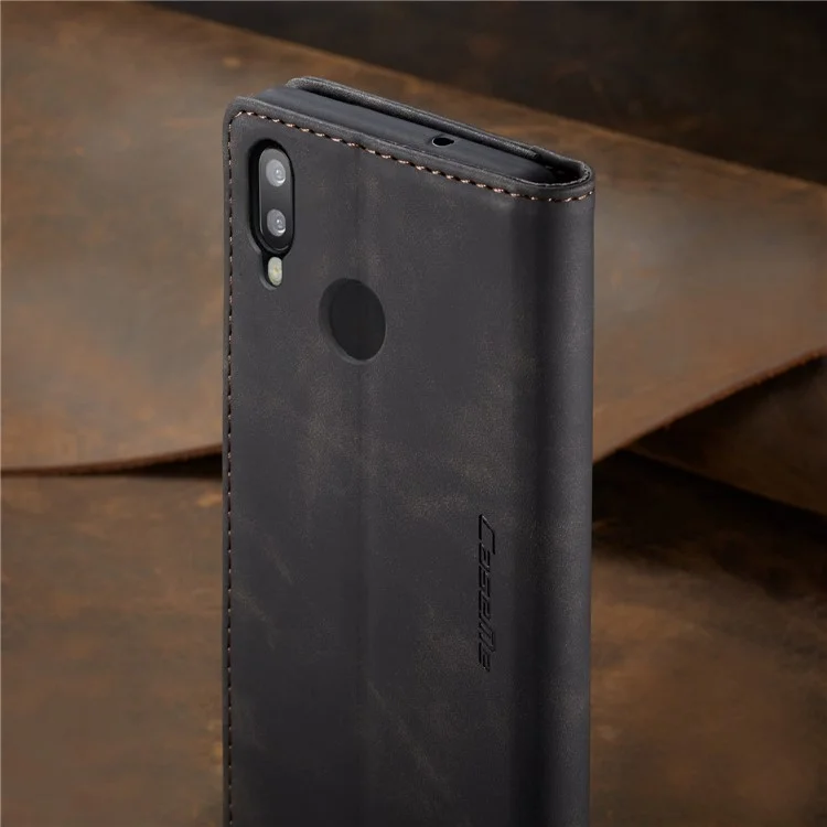 Caseme 013 Série Auto-absorbed PU Leather Wallet Stand Boîte Pour Huawei P Smart (2019) / Nova Lite 3 (japon) - le Noir