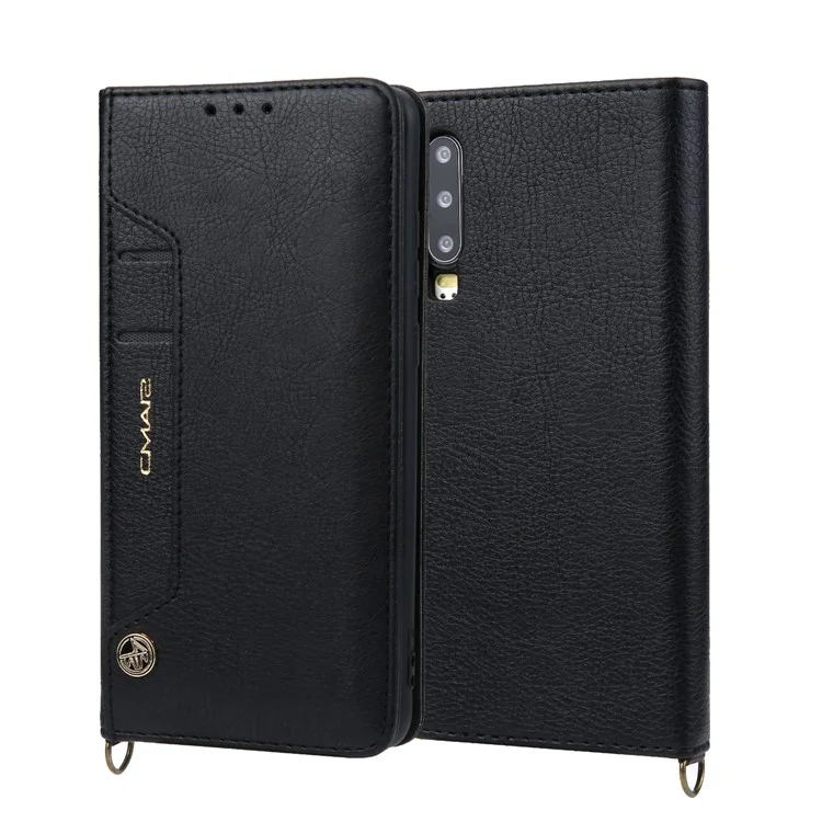 CMAI2 PU Leder Ständer Geldbörse Handyhülle für Huawei P30 - Schwarz