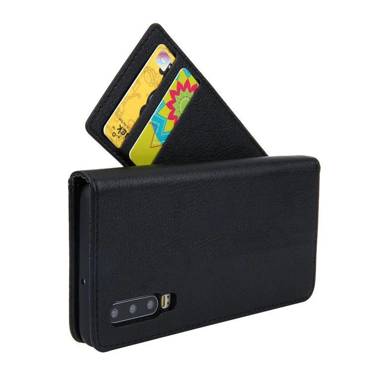 CMAI2 PU Leder Ständer Geldbörse Handyhülle für Huawei P30 - Schwarz