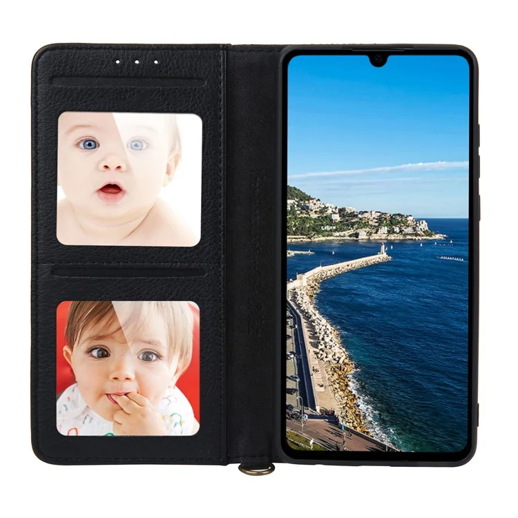 CMAI2 PU Leder Ständer Geldbörse Handyhülle für Huawei P30 - Schwarz