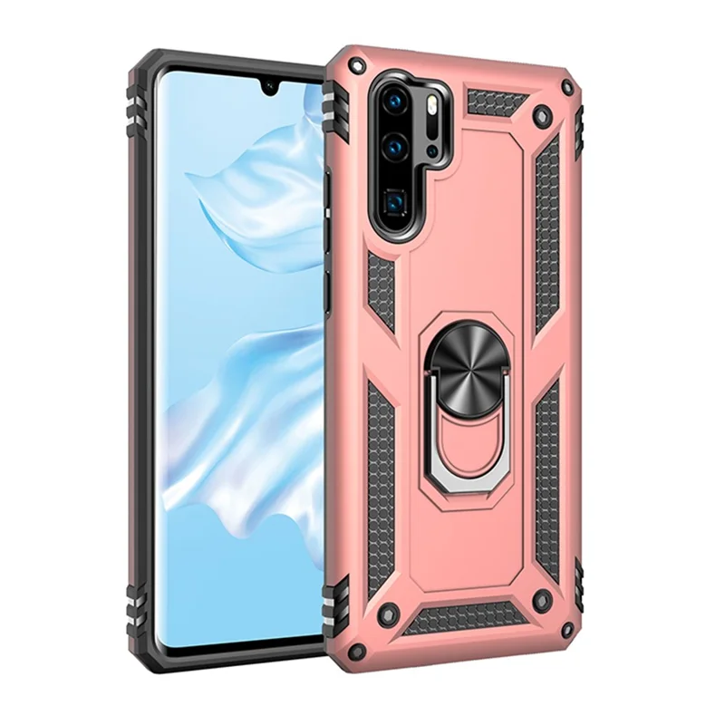 Hybrid PC TPU Kickstand Armor Phone Casing for Huawei P30 Pro - Rose Gold