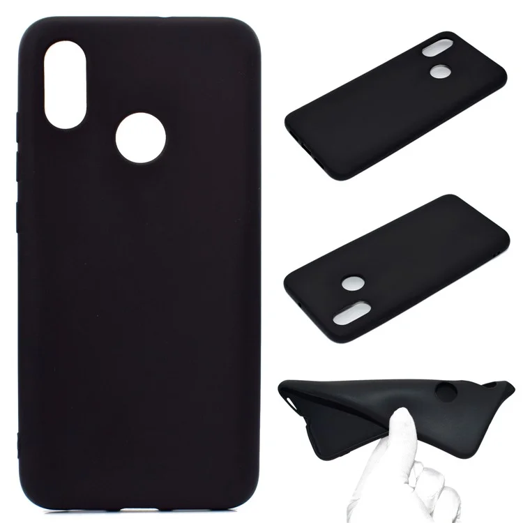 Candy Color Soft TPU Case de Telefone Para Huawei Y6 (2019, Com Sensor de Impressão Digital) / Y6 Prime (2019) - Preto