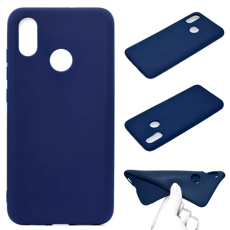 Candy Color Soft TPU Phone Case for Huawei Y6 (2019, with Fingerprint Sensor) / Y6 Prime (2019) - Dark Blue