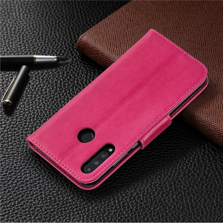 Imprint Butterfly PU Leather Wallet Flip Case with Strap for Huawei P30 Lite / nova 4e / P30 Lite New Edition - Rose