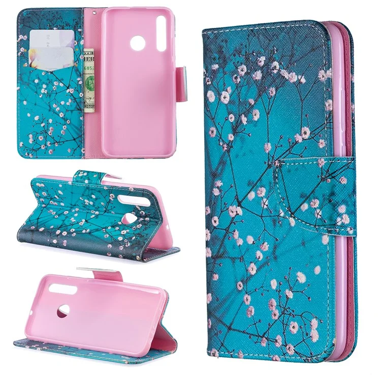 Custodia di Portafoglio in Pelle Per Stampare Pattern Per Huawei P Smart Plus 2019 / Goditi 9s/ Maimang 8 / Onore 10i - Albero Con Fiori