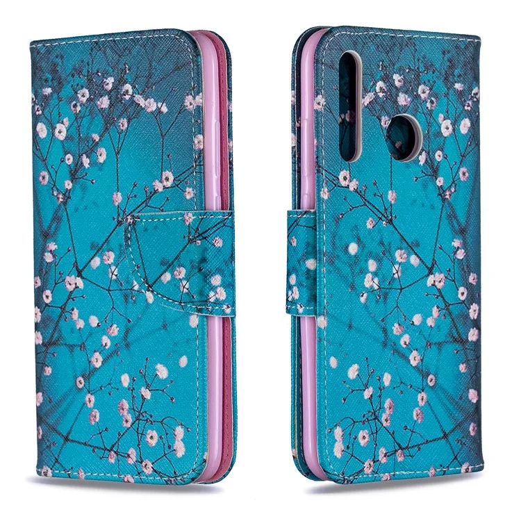 Padrão Printing Leather Wallet Case Para Huawei P Smart Plus 2019 / Desfrute de 9s/ Maimang 8 / Honra 10i - Árvore Com Flores
