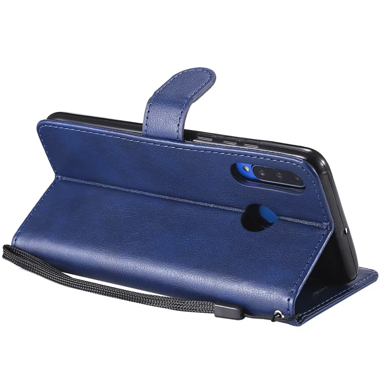 For Huawei P30 Lite / nova 4e Case 2 in 1 Detachable Magnetic Leather Wallet Mobile Cover with Strap - Blue