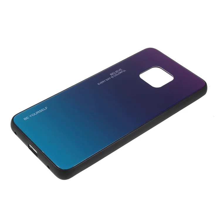 Per Huawei Mate 20 Pro Gradient Color Glass + PC + TPU Hybrid Case - Viola / Blu