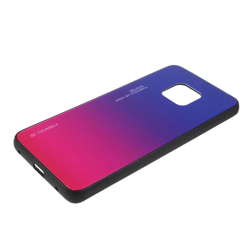 For Huawei Mate 20 Pro Gradient Color Glass + PC + TPU Hybrid Case - Blue / Rose