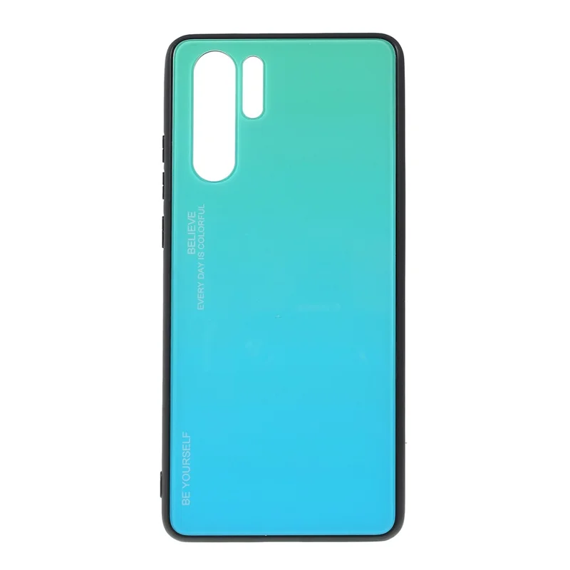 For Huawei P30 Pro Gradient Color Glass + PC + TPU Hybrid Case - Green / Blue