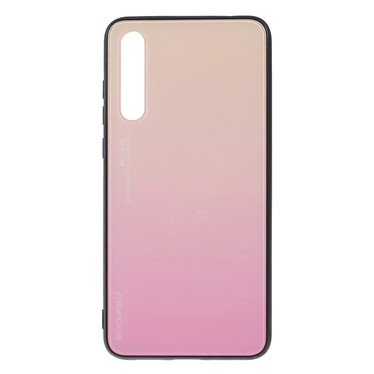 Для Huawei P20 Pro Gradient Color Glass + PC + TPU Hybrid Mobile Phone Корпус - Золото / Розовый