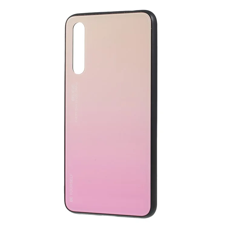 Для Huawei P20 Pro Gradient Color Glass + PC + TPU Hybrid Mobile Phone Корпус - Золото / Розовый