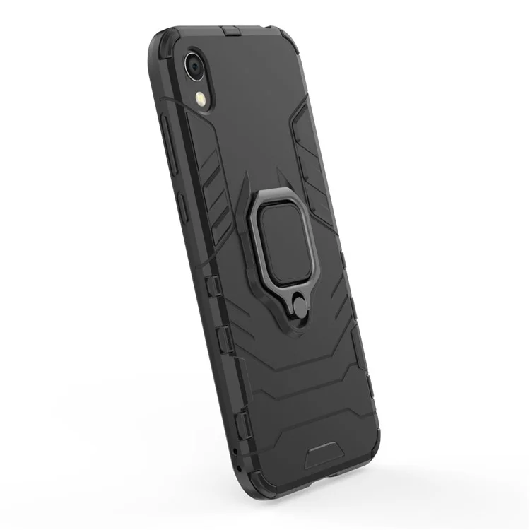 Cool Guard Ring Holder Kickstand PC TPU Hybrid Case Para Huawei Honor 8s / Y5 (2019) - Negro