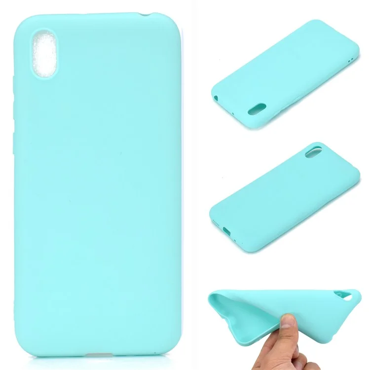 Solid Color Matte TPU Soft Mobile Phone Cover for Huawei Honor 8S / Y5 (2019) - Cyan