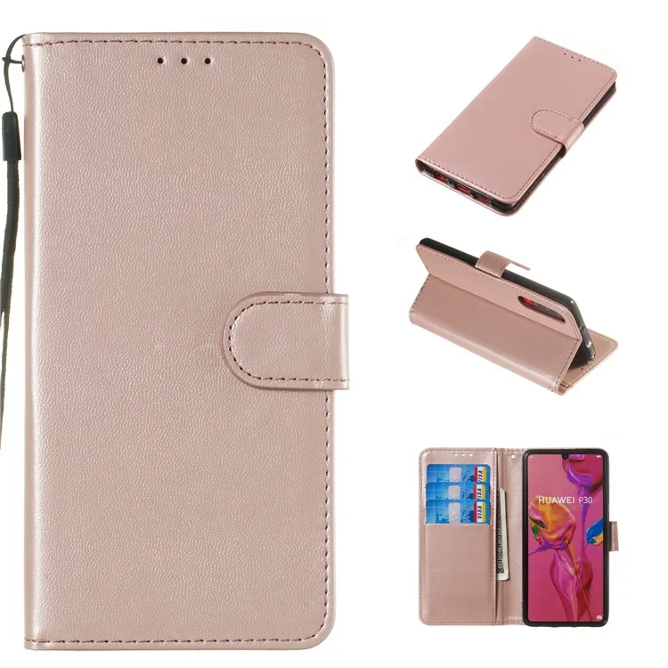 Case de Support en Cuir de Portefeuille Pour Huawei P30 - or Rose