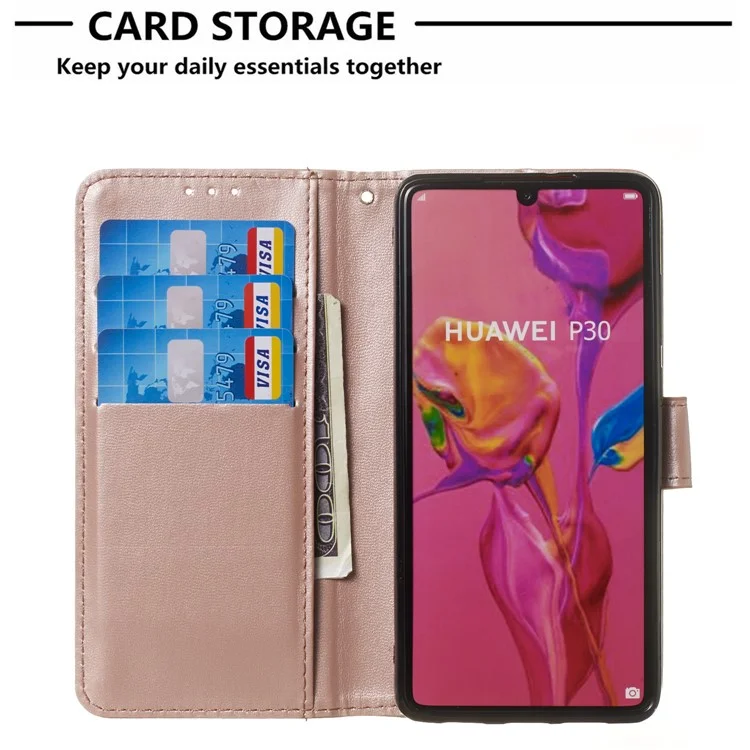 Wallet Leather Stand Case for Huawei P30 - Rose Gold