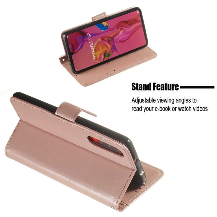 Case de Support en Cuir de Portefeuille Pour Huawei P30 - or Rose