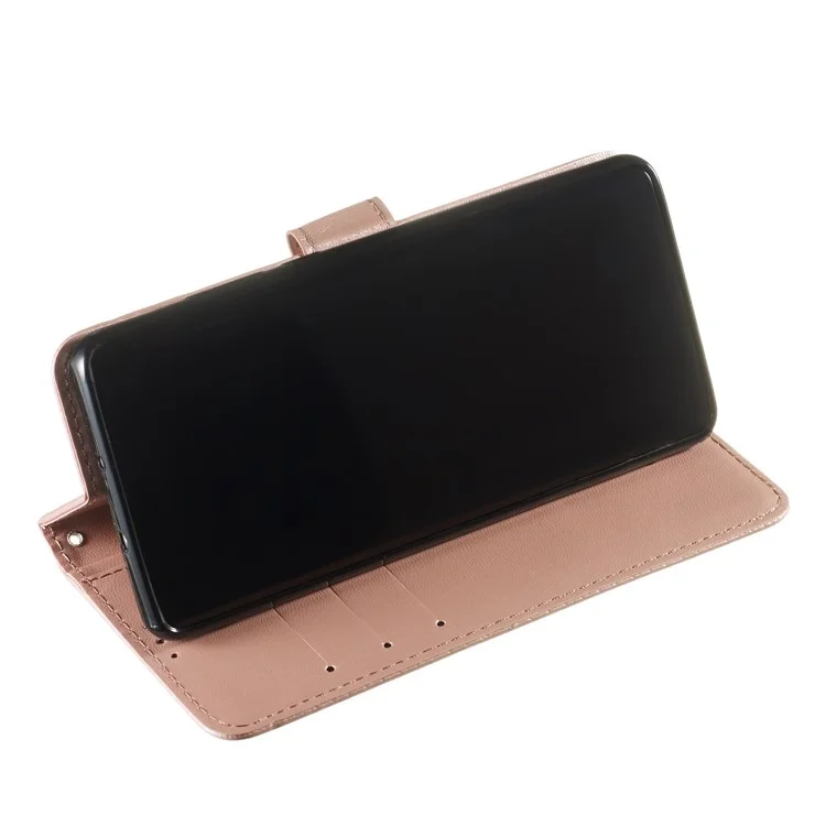 Solid Color Leather Wallet Stand Phone Case Cover for Huawei P30 Pro - Light Pink