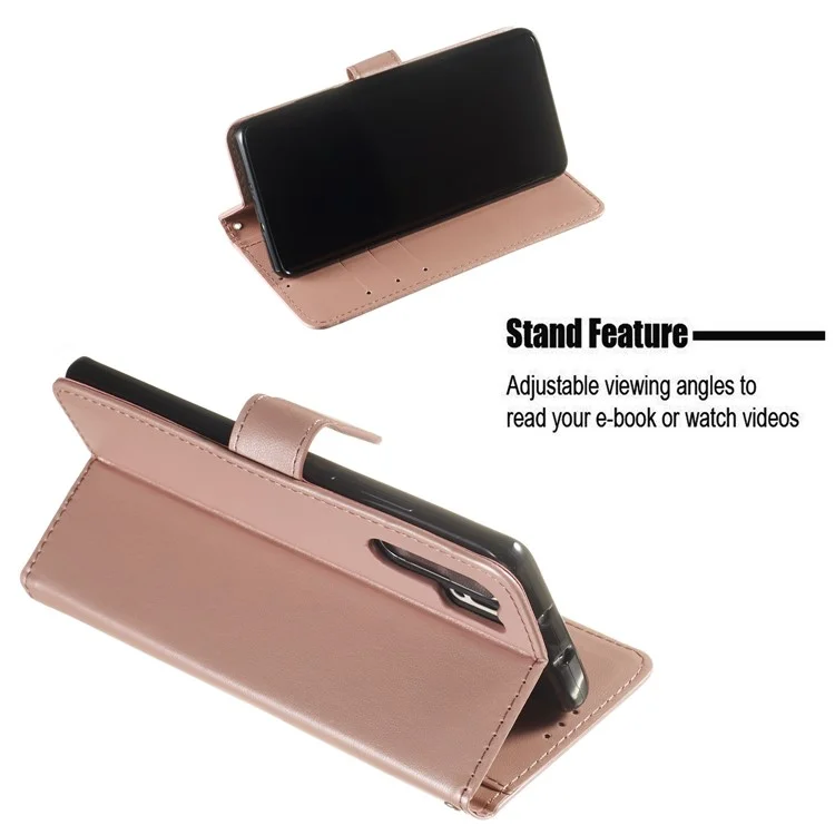 Solid Color Leather Wallet Stand Phone Case Cover for Huawei P30 Pro - Light Pink