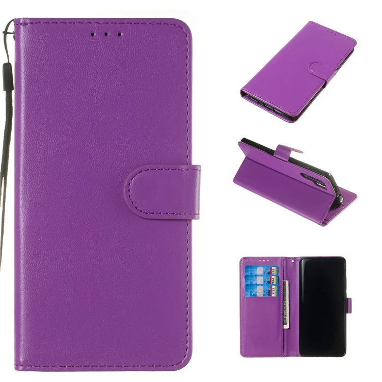 Einfarbige Leder-Brieftasche, Ständer, Telefonhülle für Huawei P30 Pro - Lila