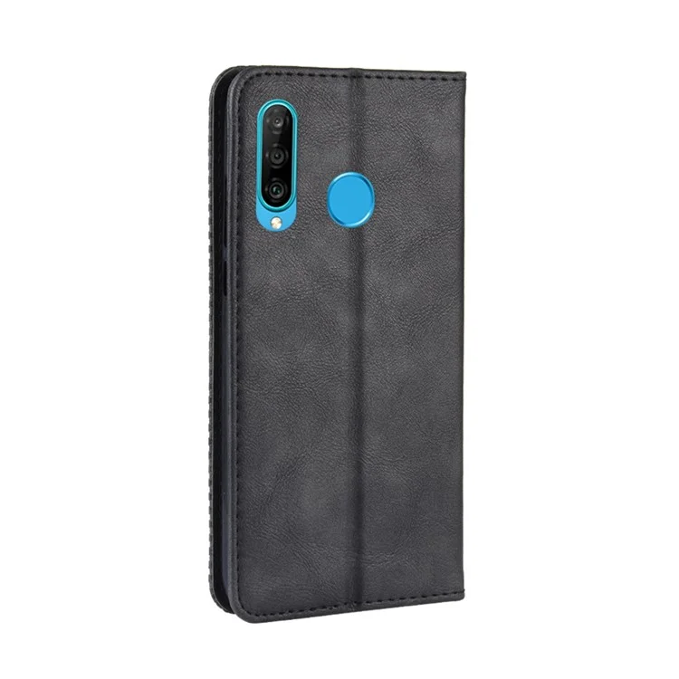 Case de Billetera de Cuero de Estilo Vintage Para Huawei Honor 20 Lite - Negro