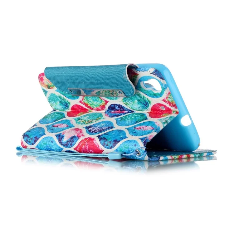 Patterned Leather Wallet Stand Case for Huawei Honor 4A / Y6 - Colorful Leaves