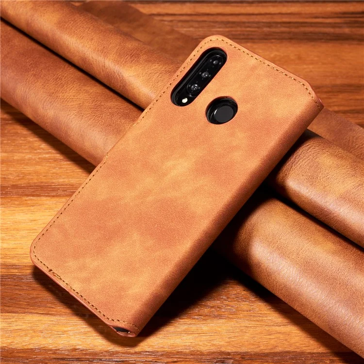 Dg. Case de Billetera de Cuero de Estilo Retro Ming Para Huawei P30 Lite New Edition/P30 Lite/nova 4e - Marrón