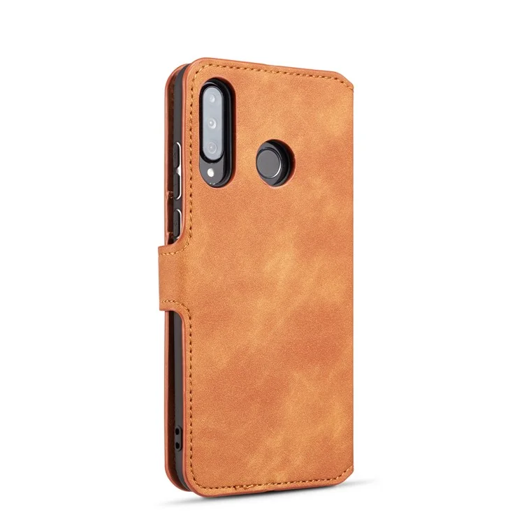 DG.MING Retro Style Leather Wallet Stand Case for Huawei P30 Lite New Edition/P30 Lite/nova 4e - Brown