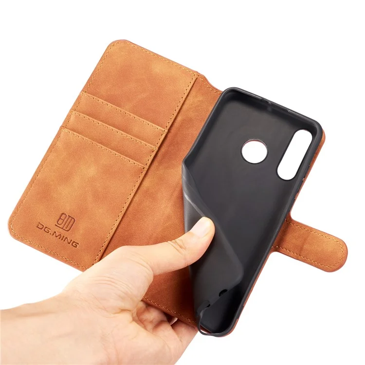 Дг. Ming Retro Style Leather Wallet Case Для Huawei P30 Lite New Edition/P30 Lite/nova 4e - Коричневый