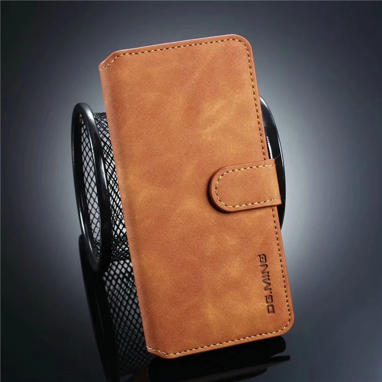 DG.MING Retro Style Leather Wallet Stand Case for Huawei P30 Lite New Edition/P30 Lite/nova 4e - Brown