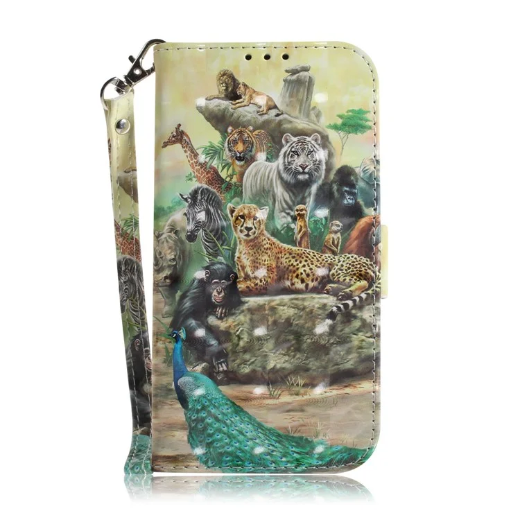 Pattern Printing Light Spot Decor Leather Wallet Case for Huawei P Smart Z - Animal World