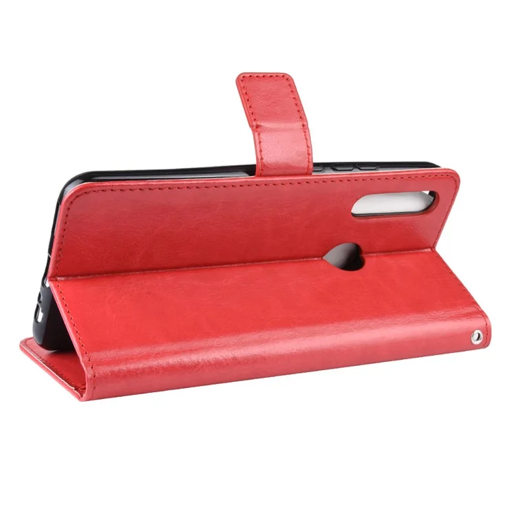 Carteira de couro de cavalo louco para Huawei Honor 9X (Global) / P Smart Z / Y9 Prime 2019 / Enjoy 10 Plus - Vermelho