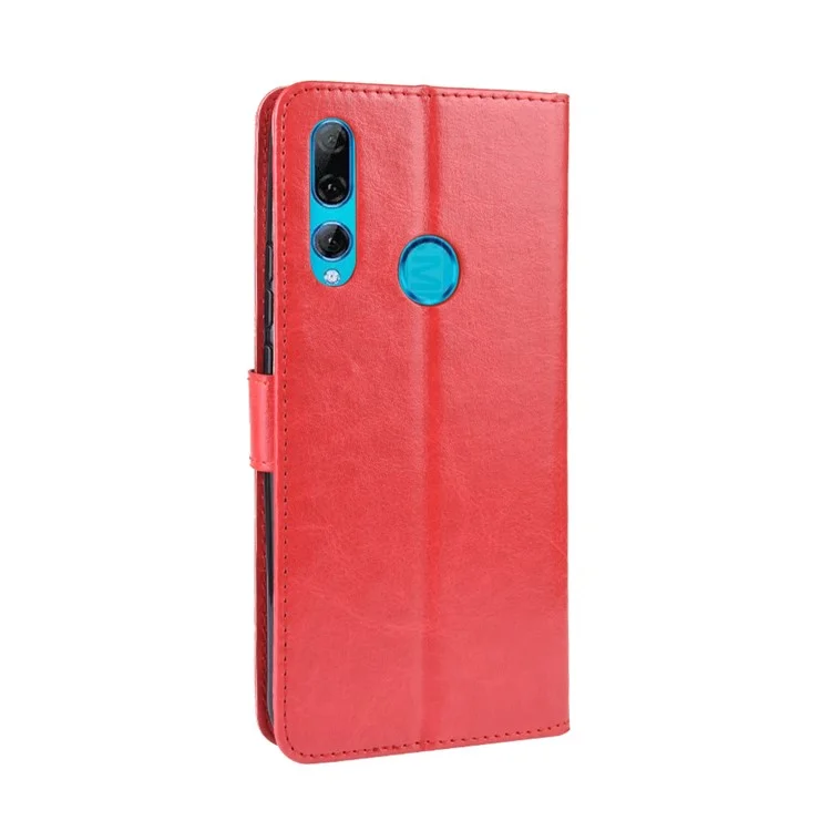 Carteira de couro de cavalo louco para Huawei Honor 9X (Global) / P Smart Z / Y9 Prime 2019 / Enjoy 10 Plus - Vermelho