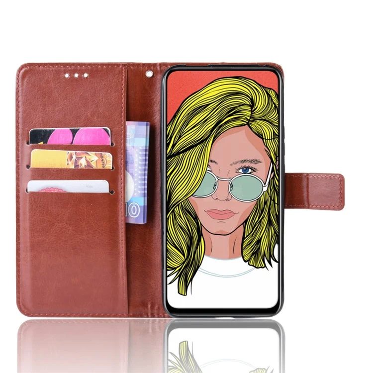 Funda de cartera de piel de Crazy Horse para Huawei Honor 9X (Global) / P Smart Z / Y9 Prime 2019 - Marrón