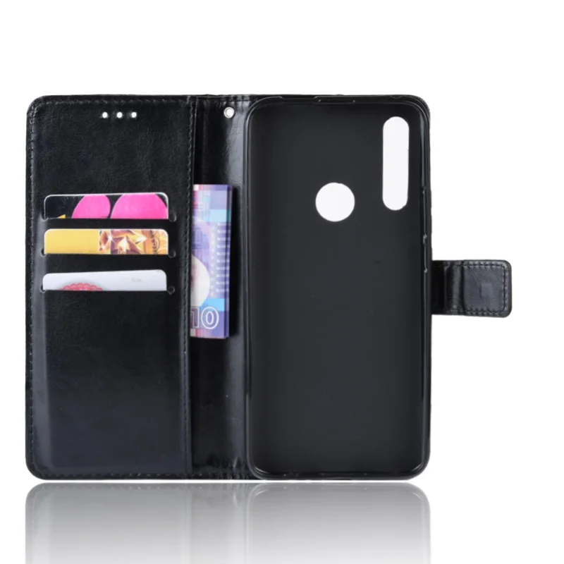 Crazy Horse Leather Wallet Case for Huawei Honor 9X (Global)/ P Smart Z / Y9 Prime 2019 - Black