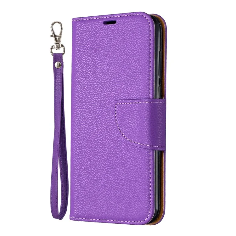 Litchi Skin Leather Willet Case Para Huawei Y5 (2019) / Honor 8s - Violeta