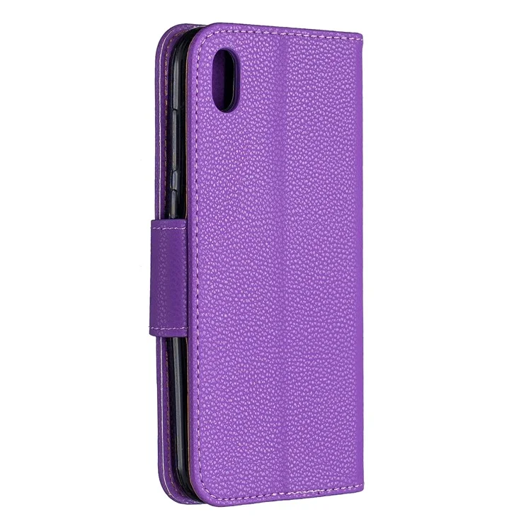 Litchi Skin Leather Willet Case Para Huawei Y5 (2019) / Honor 8s - Violeta