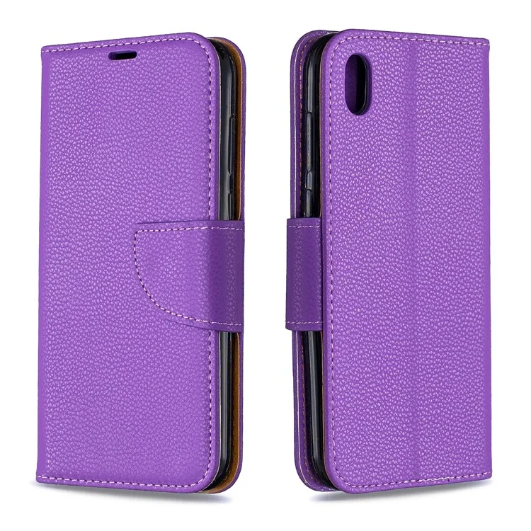 Litchi Skin Leather Willet Case Para Huawei Y5 (2019) / Honor 8s - Violeta