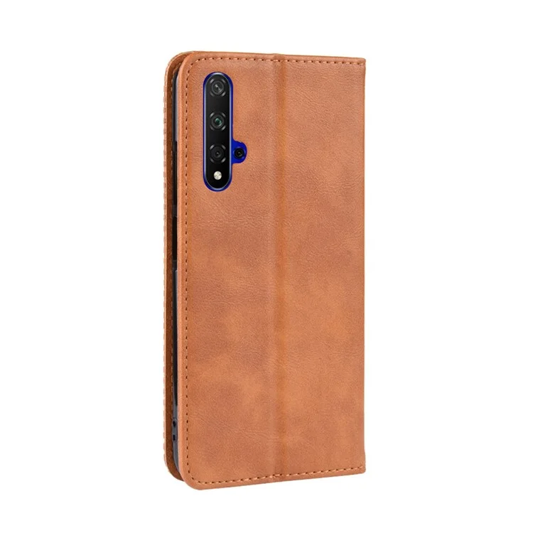 PU Leather Vintage Style Phone Cover for Huawei Honor 20/Honor 20S - Brown