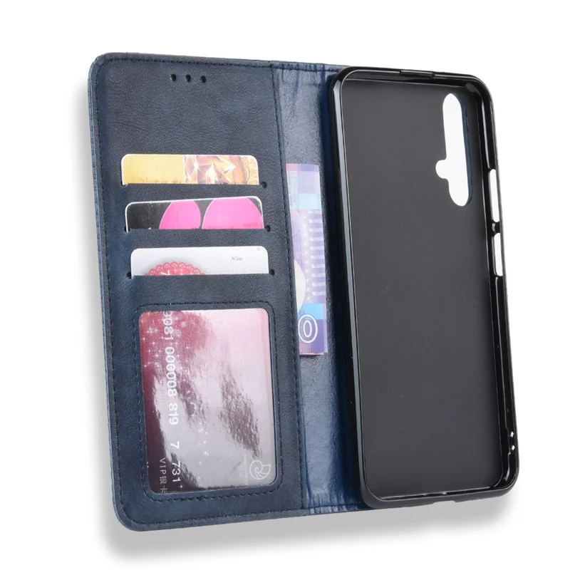 PU Leather Vintage Style Telefoonhoesje voor Huawei Honor 20/Honor 20S - Donkerblauw