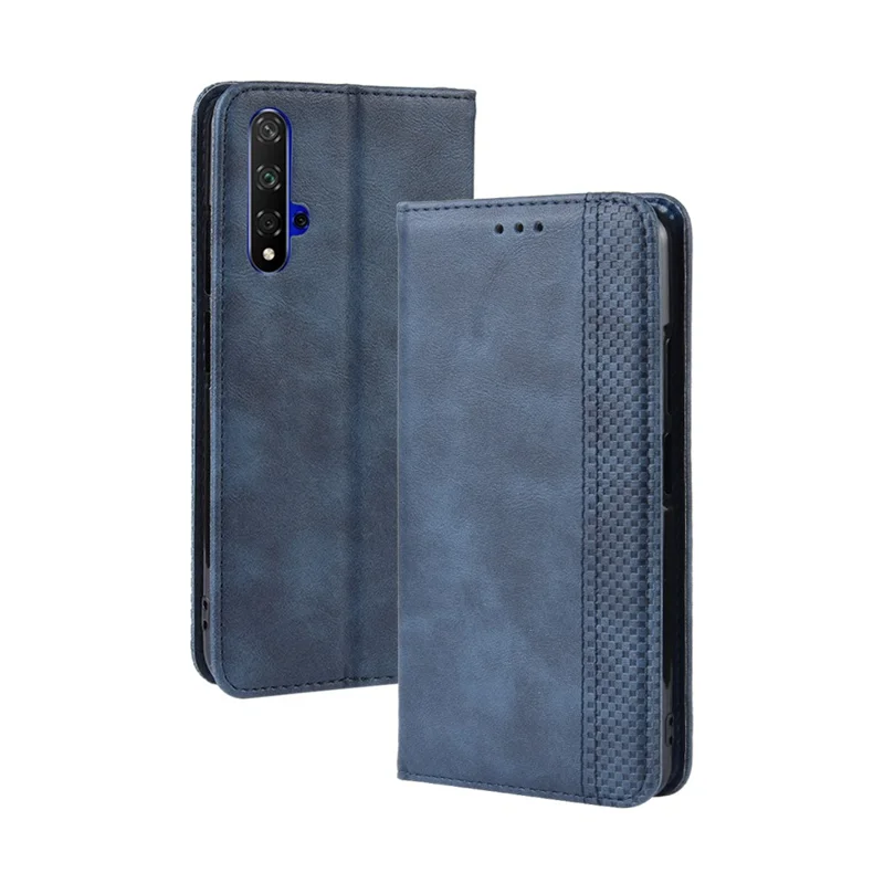 PU Leather Vintage Style Telefoonhoesje voor Huawei Honor 20/Honor 20S - Donkerblauw