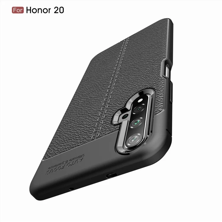 Custodia per telefono in TPU con texture a litchi per Huawei Honor 20S (per la Cina) / Honor 20 / nova 5T - Nero