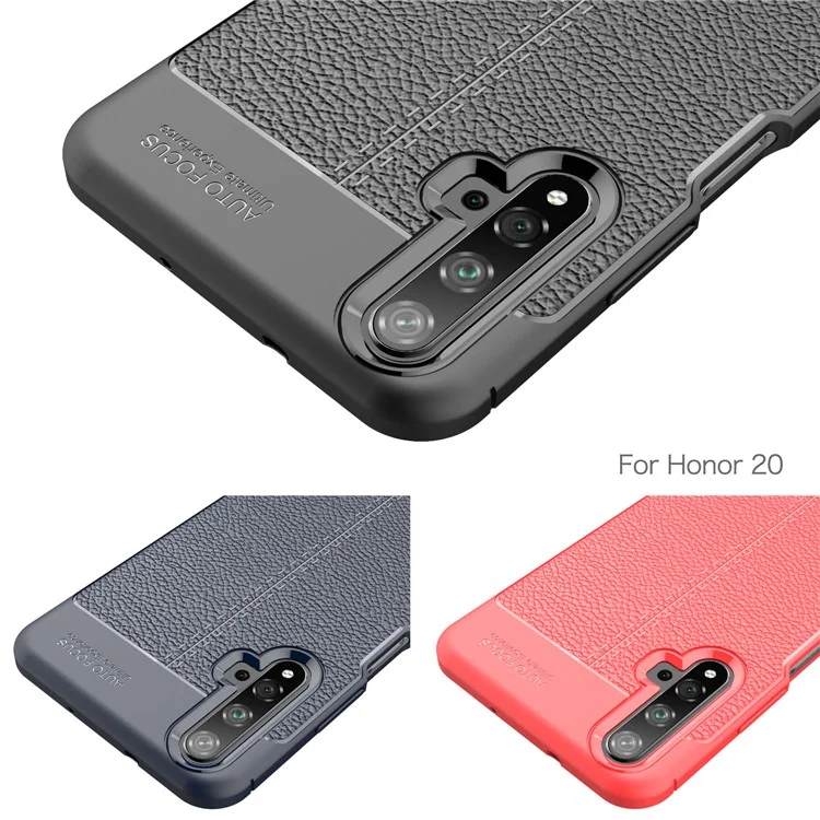 Custodia per telefono in TPU con texture a litchi per Huawei Honor 20S (per la Cina) / Honor 20 / nova 5T - Nero