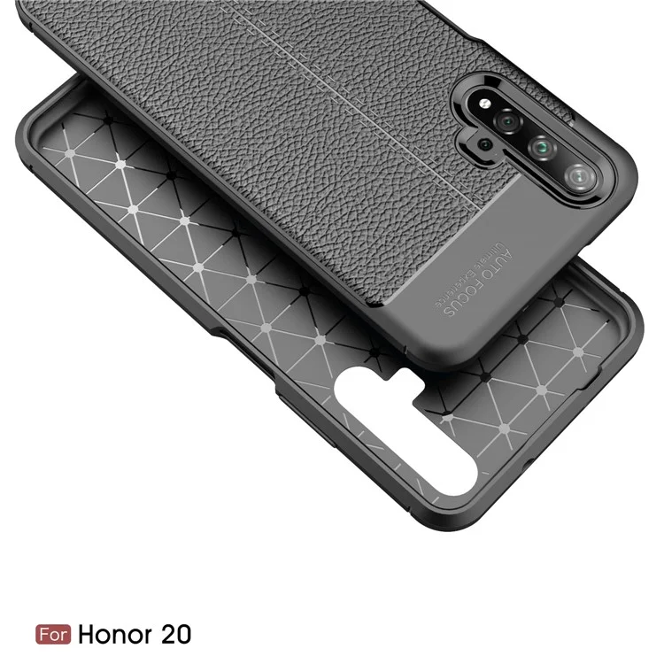 Litchi Texture TPU Case de Telefone Para Huawei Honor 20S (para a China) / Honra 20 / Nova 5t - Preto