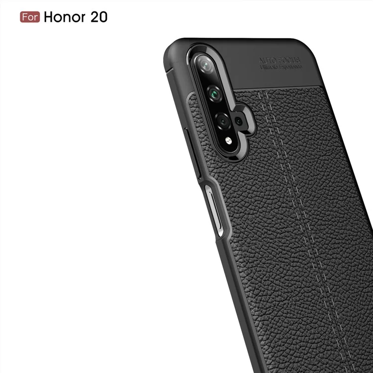 Litchi Texture TPU Case de Telefone Para Huawei Honor 20S (para a China) / Honra 20 / Nova 5t - Preto