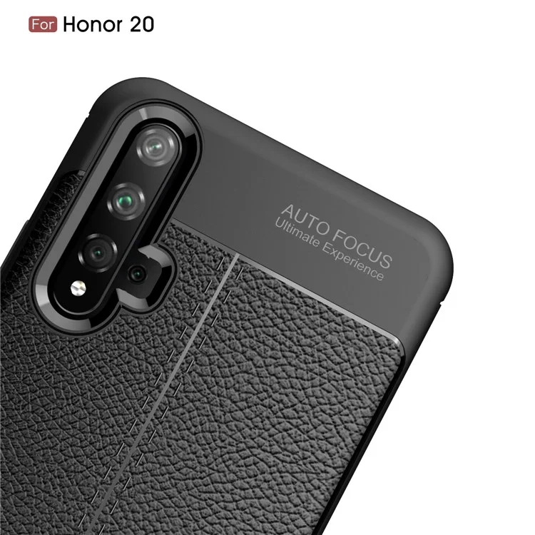 Litchi Texture TPU Case de Telefone Para Huawei Honor 20S (para a China) / Honra 20 / Nova 5t - Preto