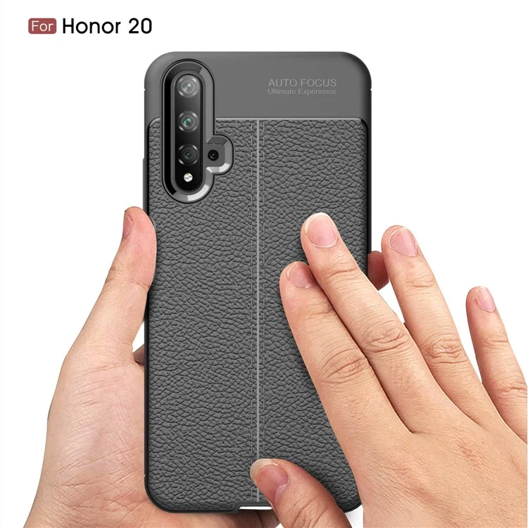 Litchi Texture TPU Case de Telefone Para Huawei Honor 20S (para a China) / Honra 20 / Nova 5t - Preto