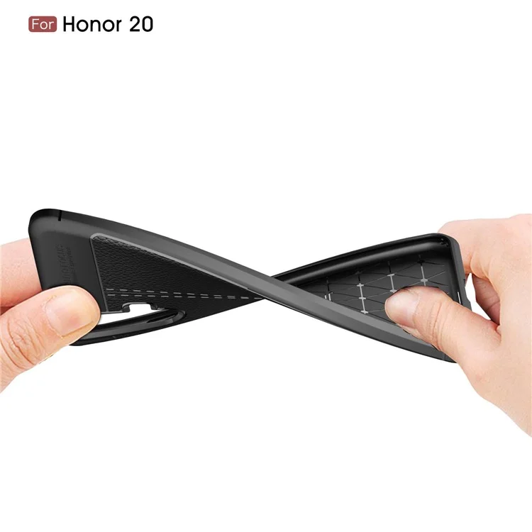 Custodia per telefono in TPU con texture a litchi per Huawei Honor 20S (per la Cina) / Honor 20 / nova 5T - Nero
