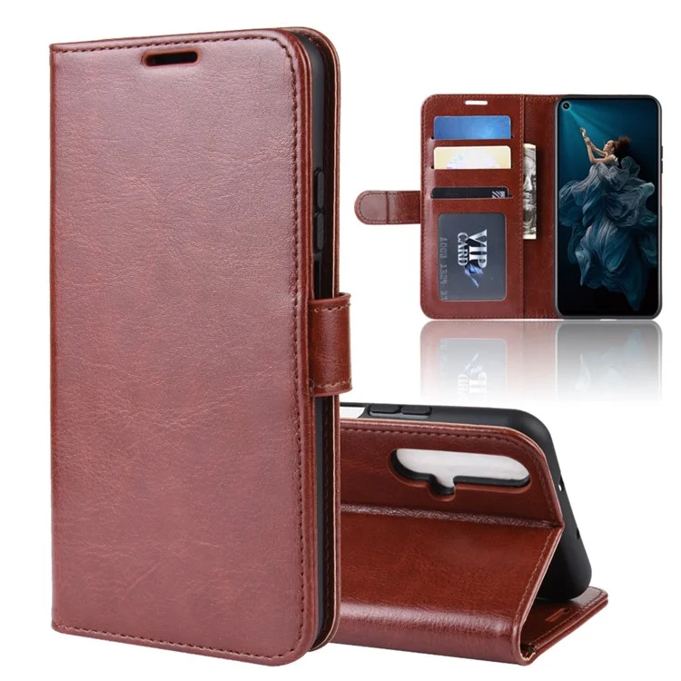 Crazy Horse PU Leather Stand Wallet Flip Phone Case pour Huawei Honor 20/Honor 20S - Marron